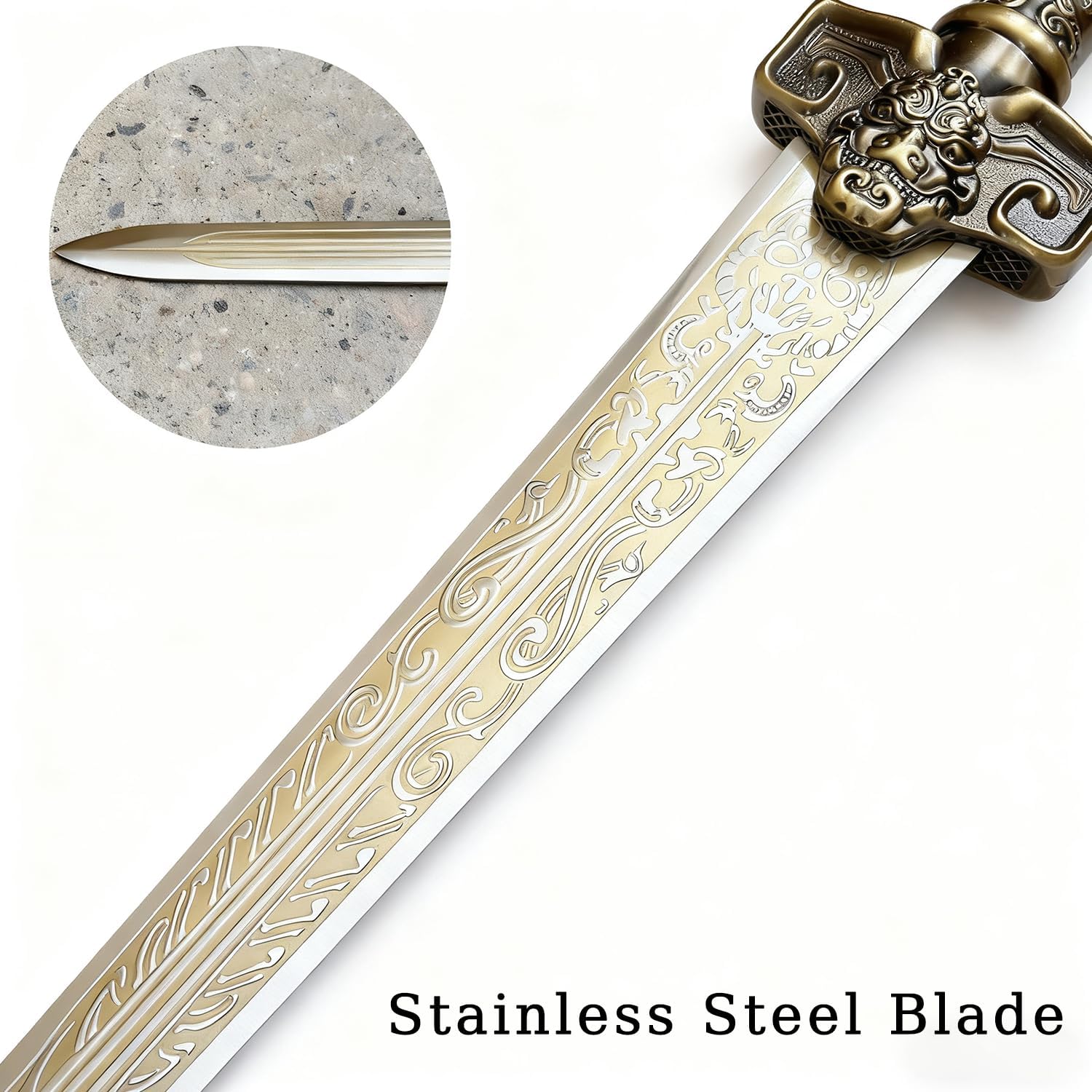 26“ Bronze Stainless Steel Creation of The Gods DiYi Sword with Scabbard for Collection, Display, Cosplay - Image 7