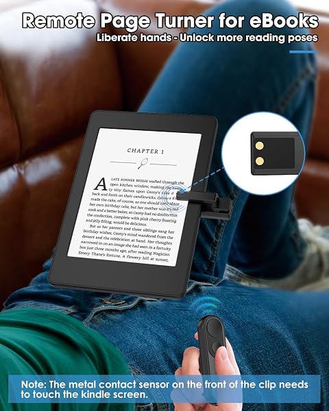 RF Remote Control Page Turner for Kindle Paperwhite Scribe Accessories, Page Turner Clicker for iPad Tablets Reading Novels Taking, Phone Camera Video Record Triggers Remote, Black - 3