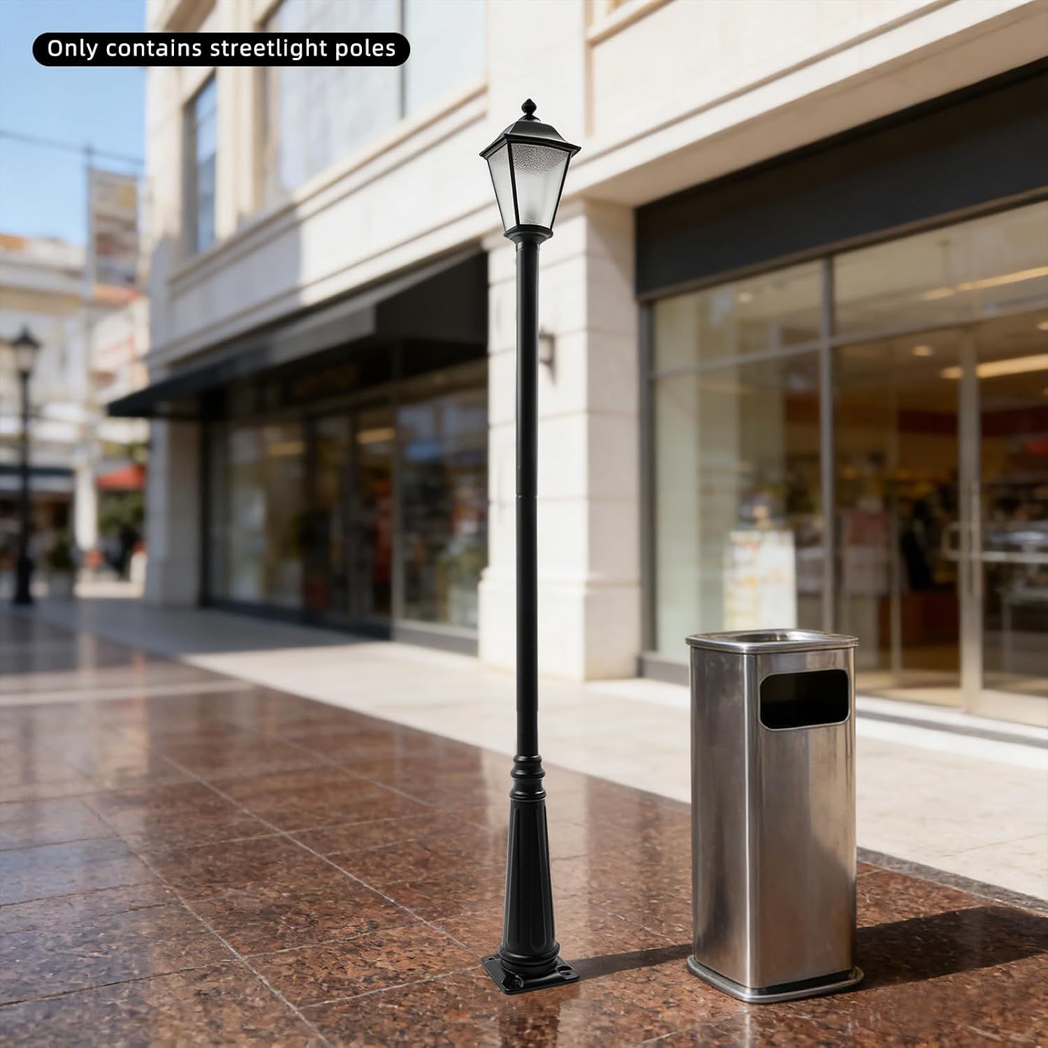 Outdoor Light Post Pole with 10.6" x 10.6" Base, 3" x 150" Metal Lamp Post for Outside House, Split-Type Light Post for Lawn, Walkway, Patio, Yard