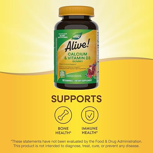 Miniatura 3 de Natures Way Calcio prémium  Gomitas D3  Mezcla de frutas de huertoverduras de jardín 60 gomitas de cereza y fresa