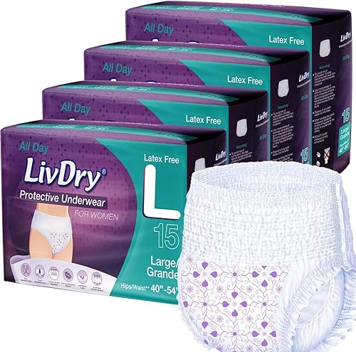 Miniatura 17 de Livdry L - Pañales para adultos para mujer durante la noche, máxima absorción, protección durante todo el día o la noche, talla L (15 unidades)