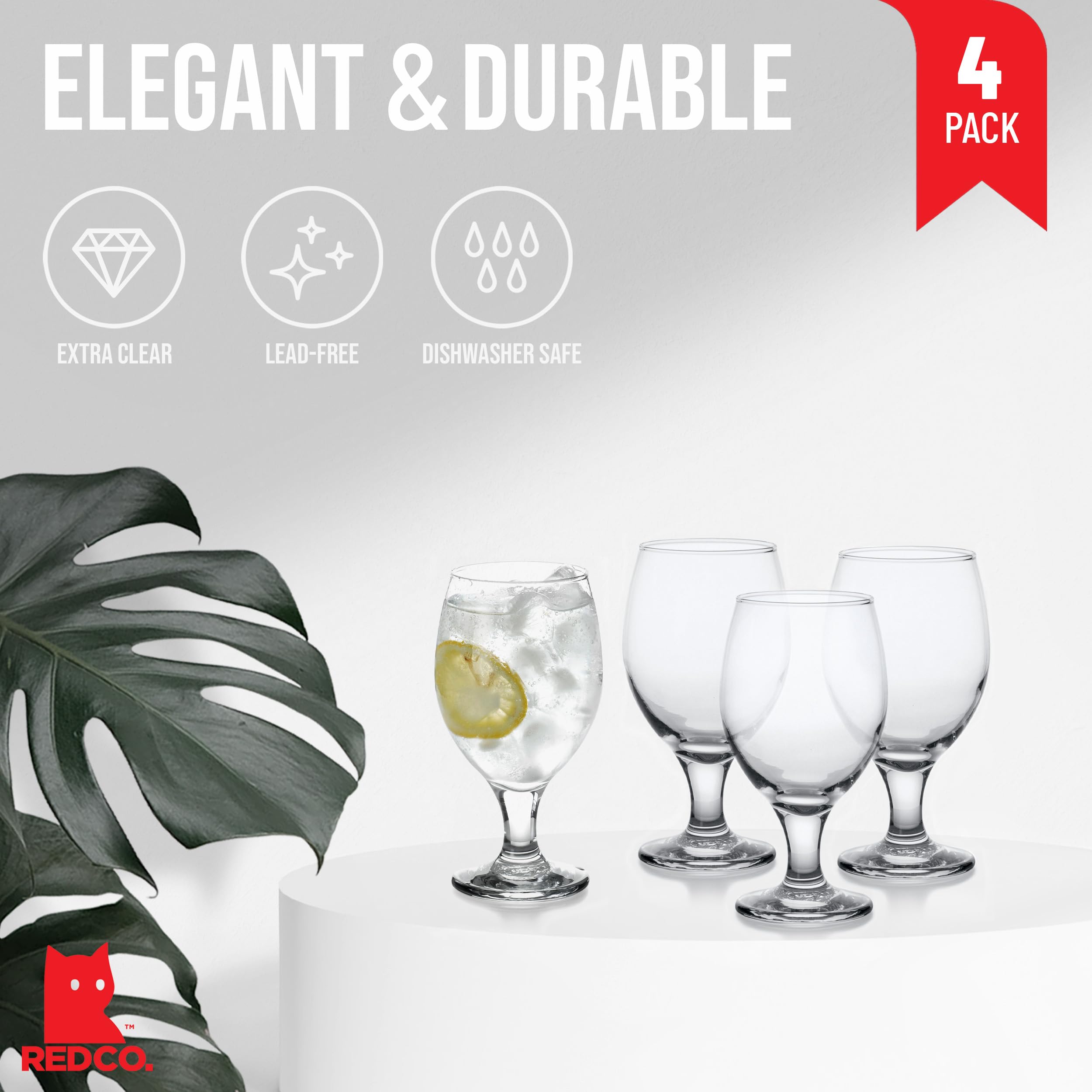 Belluno – Copas Transparentes para agua, zumo, bebidas alcohólicas – Copas de vino ( – 13,5 Oz (Juego de 4)