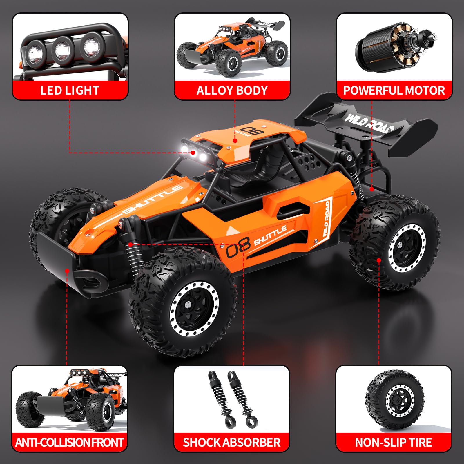 Remote Control Car,1:16 Scale Alloy RC Cars Toys for Boys Kids, 2.4Ghz 4WD  Off-Road Vehicle with LED Headlight : Amazon.com.au: Toys & Games