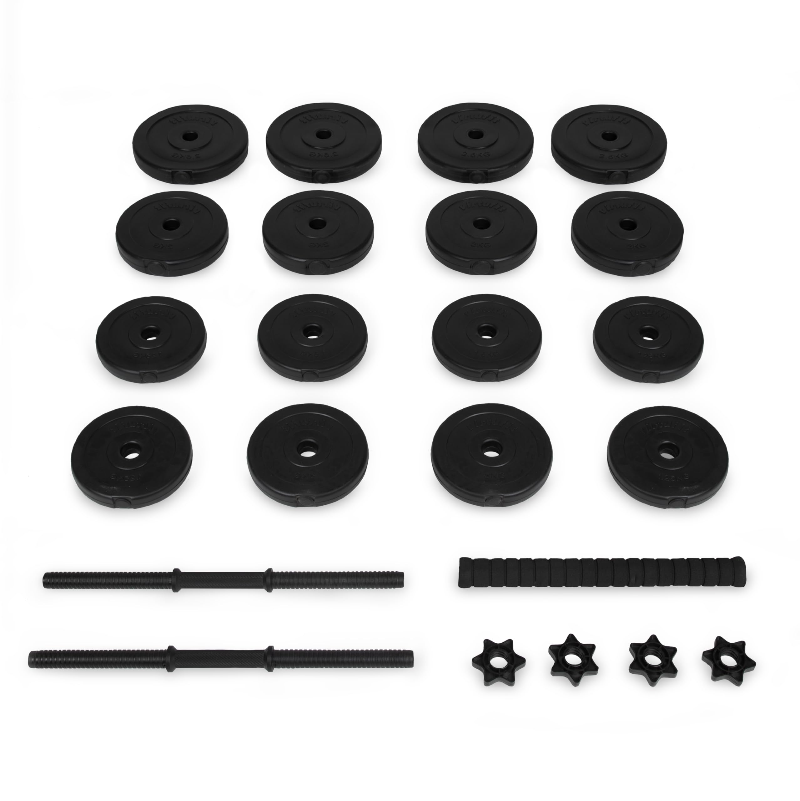 VirtuFit Juego de mancuernas ajustables – Mancuernas cortas para entrenamiento de fuerza, culturismo – 2 en 1 – 30 kg – Vinilo