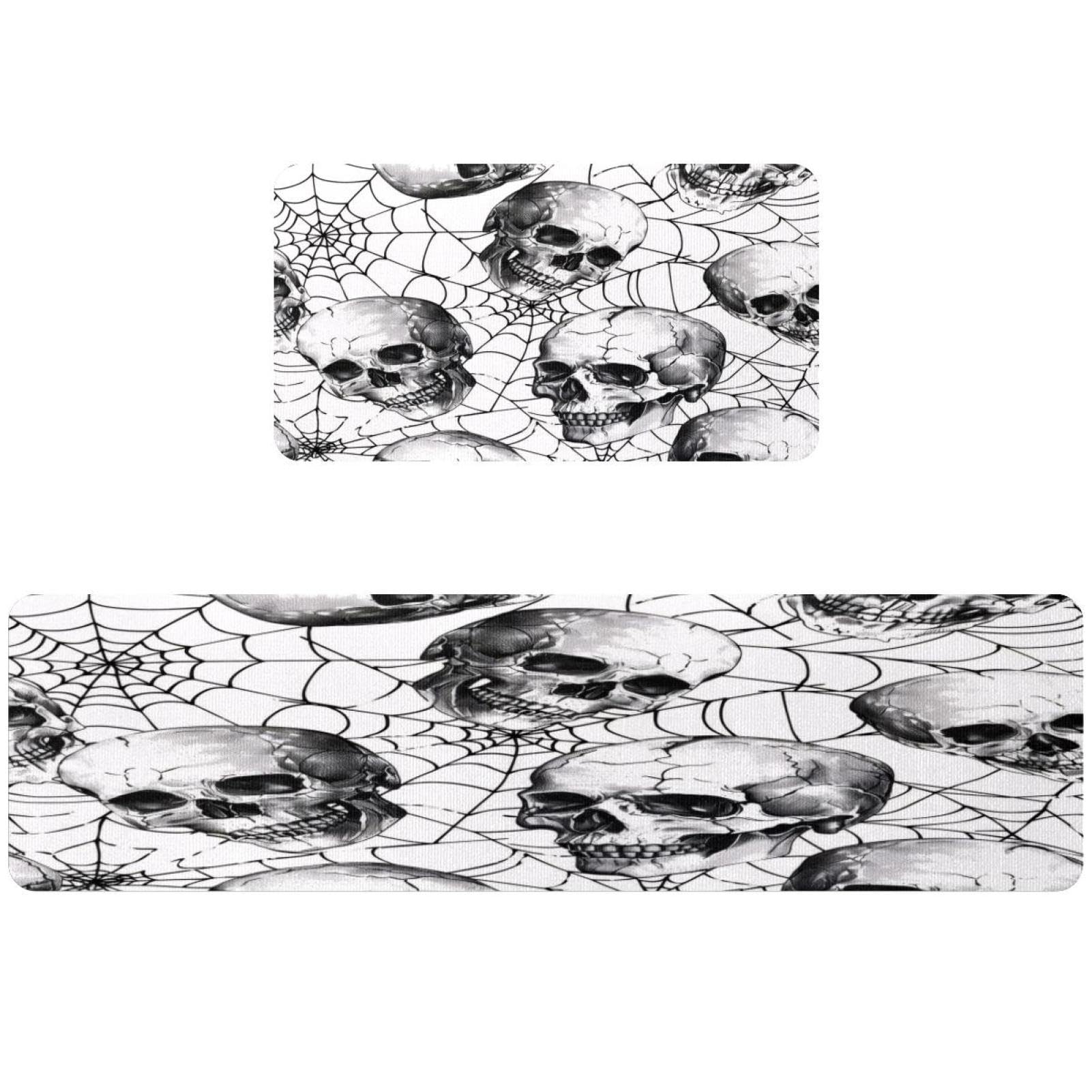 2 alfombrillas de cocina calaveras VAPOKF lavables antideslizantes