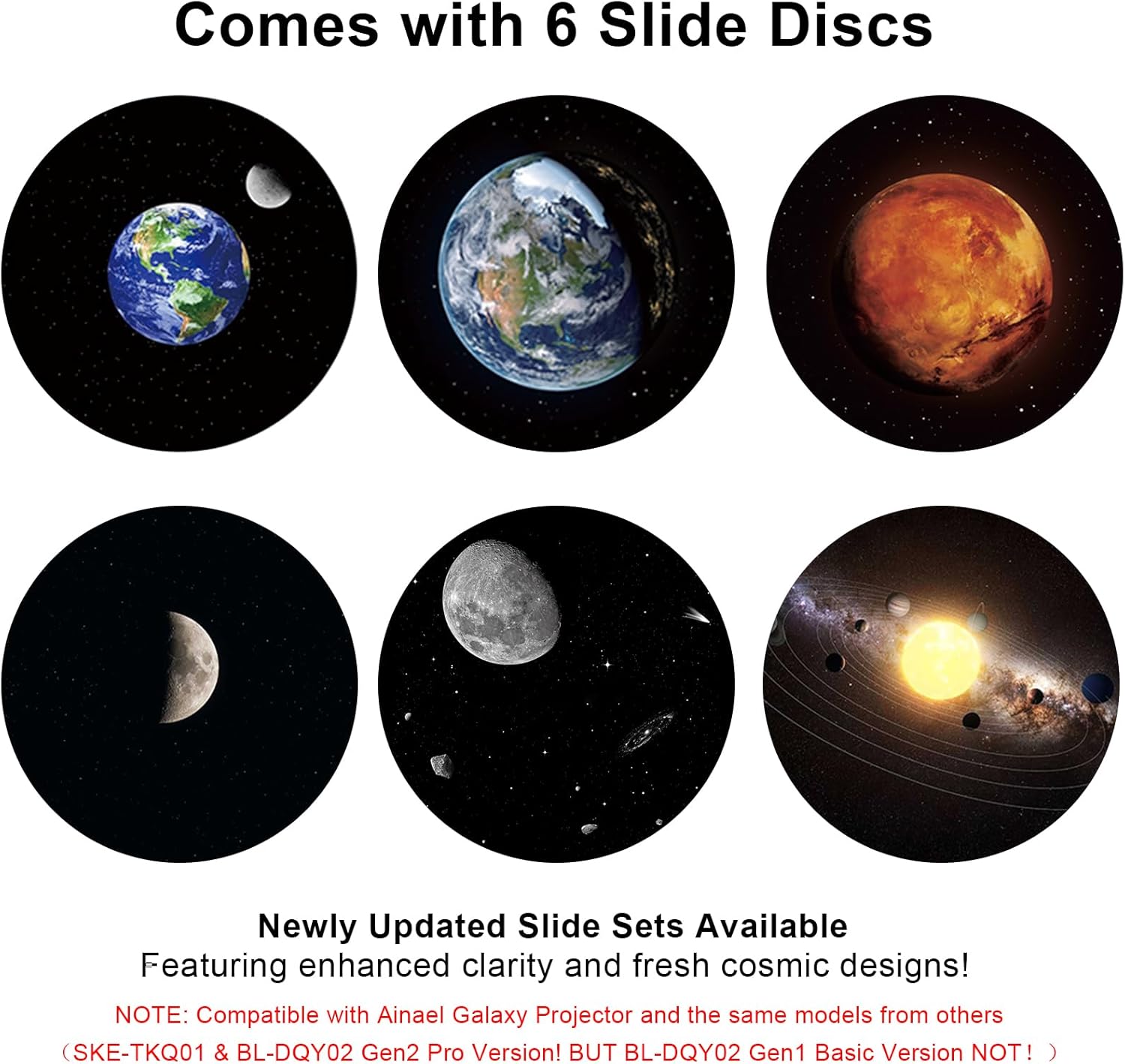 Galaxy Projector Disc – Ultra HD Projector Slide, Compatible Galaxy Projectors and Model SKE-TKQ01 & BL-DQY02 Projectors – 6 Disc Set