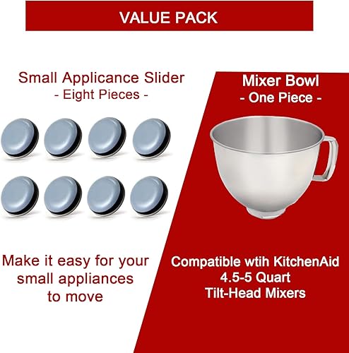 Miniatura 2 de adwrparts Kit de tazón mezclador de acero inoxidable de 5 cuartos de galón compatible con KitchenAid Artisan y Classic Series 4.5-5QT mezcladores de