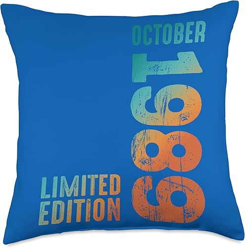 Awesome Limited Edition Octubre Retro Vintage 1989 - Almohada de 18 x 18 pulgadas, multicolor