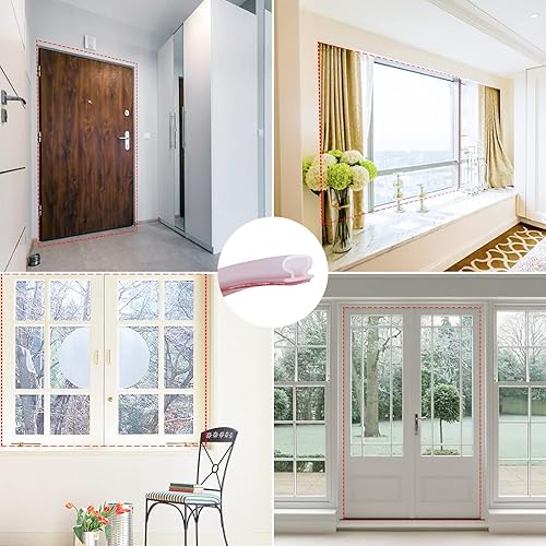 Miniatura 6 de Burlete de goma para puerta, parte trasera autoadhesiva en forma de D, para aislamiento de marco de puerta, fácil de cortar a tamaño (20 pies,