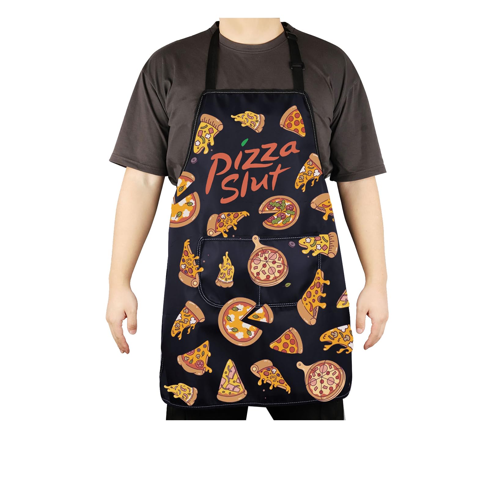 CENWA Pizza Day Gift Funny Pizza Slut Cooking Chef Kitchen Adjustable Apron for Pizza Lover (Pizza Slut Apron EU) - Image 2