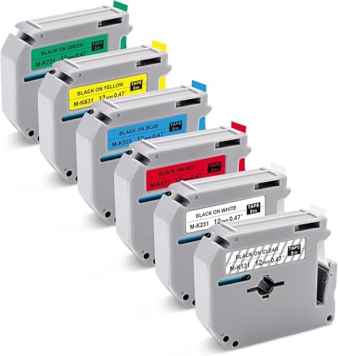 Vista 10 de BOYEEZON Paquete de 5 cintas transparentes M-K131 compatibles con Brother P Touch M, M-K131s MK131, cinta para etiquetadora de 0.47 pulgadas