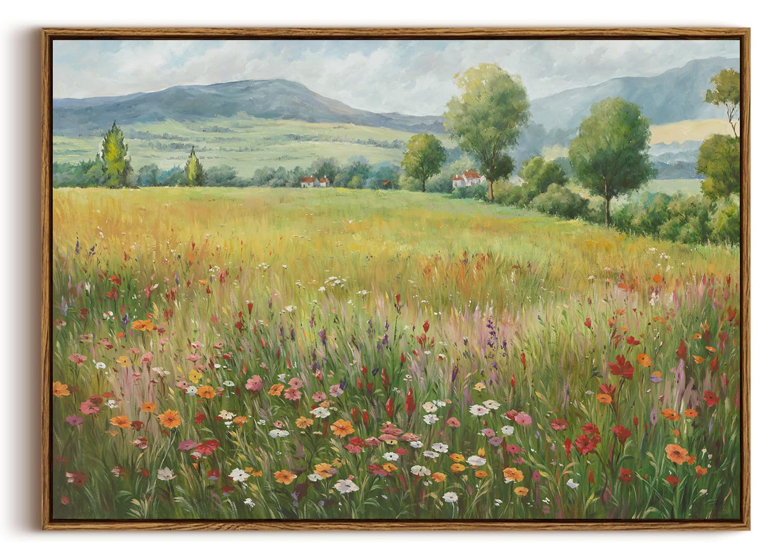 OIQArtOIQ Framed Canvas Wall Art,Vintage Decor,Landscape Nature Country Wildflower Paintings Farmhouse Pictures Modern Artwork Rustic Fall Flower Prints Cottagecore Office Living Room Bedroom Bathroom — view 82