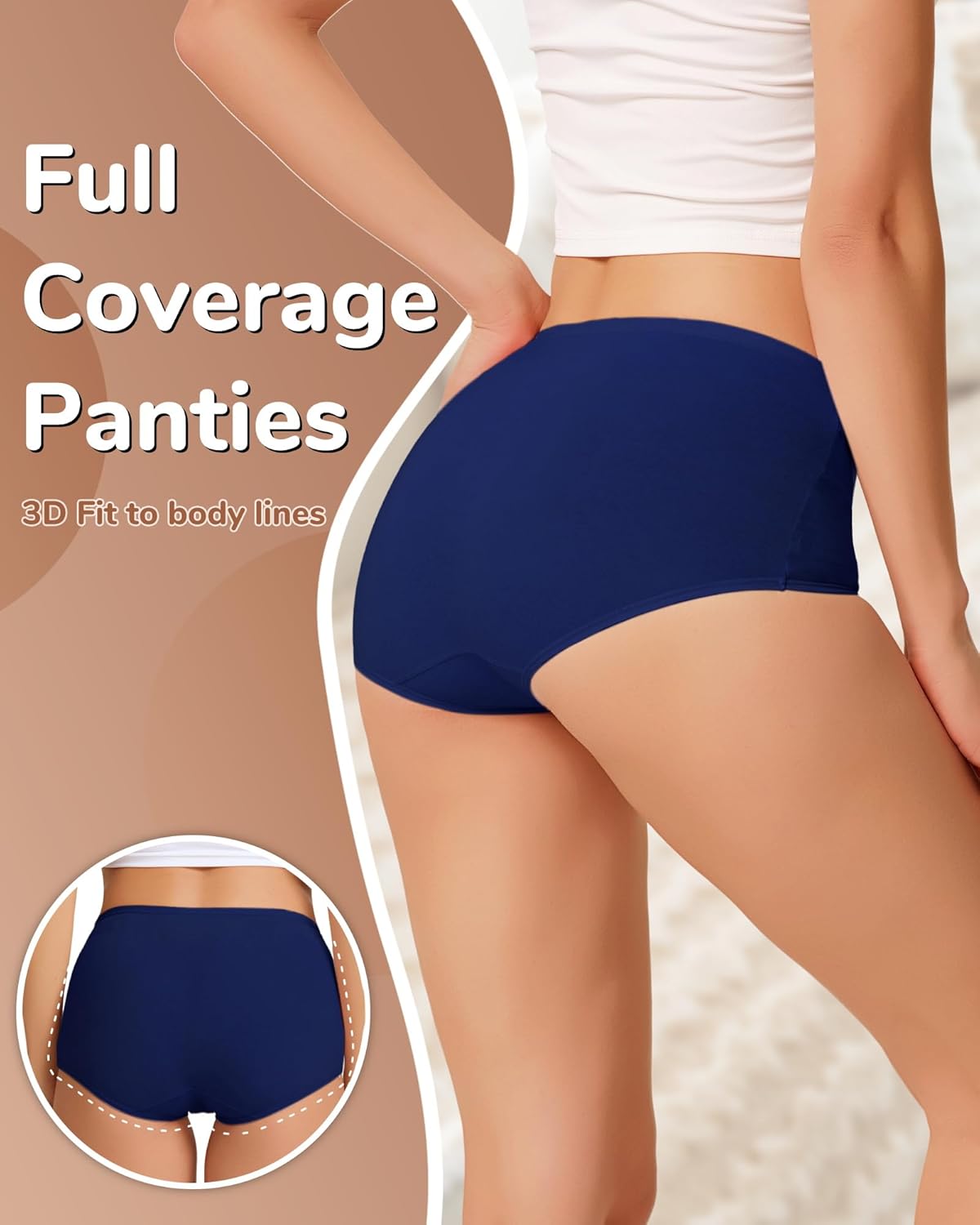 Women's Cotton Underwear High Waisted Ladies Panties Soft Full Coverage Postpartum Briefs 4 Pack - Image 4