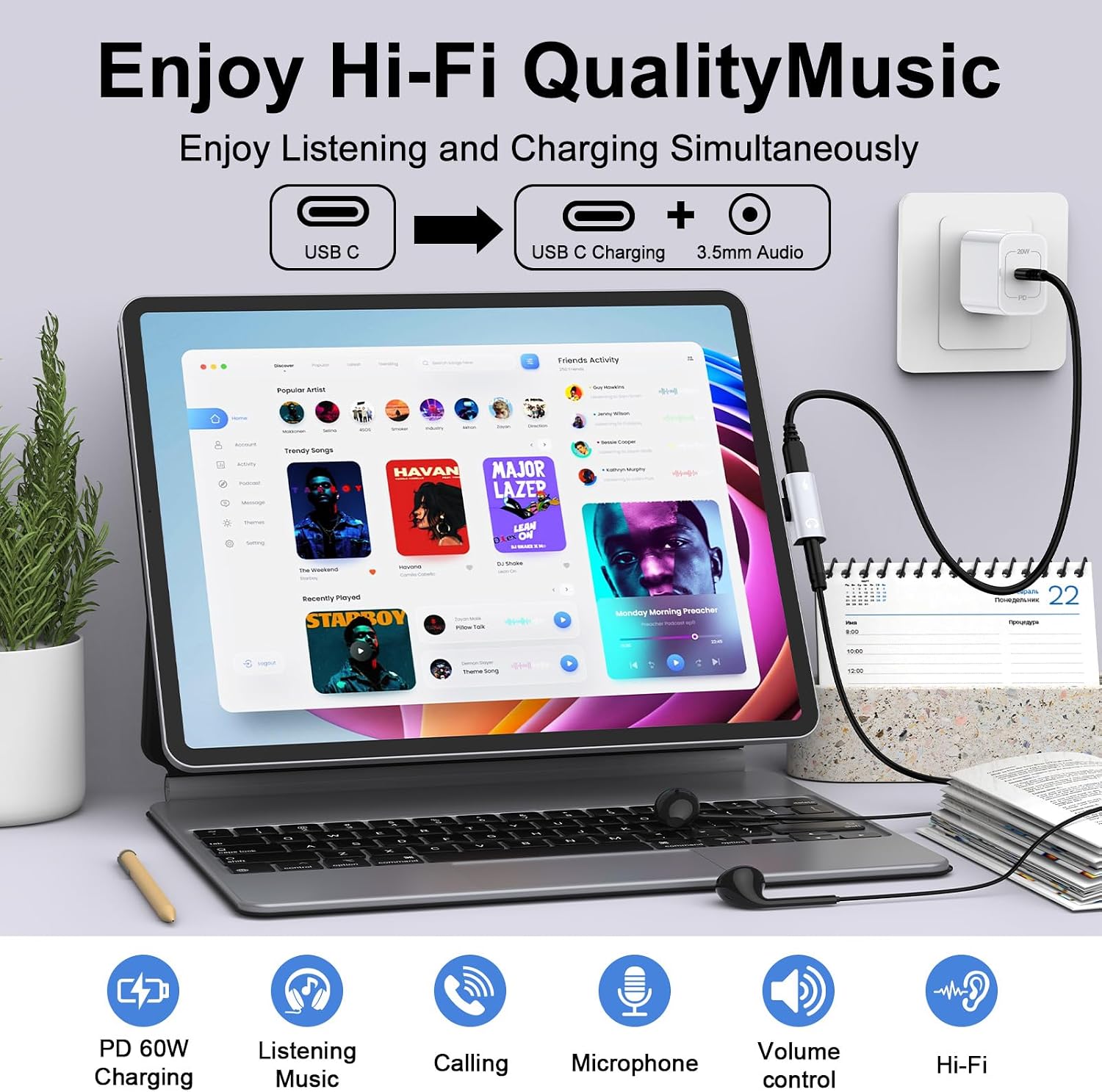 USB C to 3.5mm Headphone and Charger Adapter for iPhone 17 Pro,17 Pro Max image 5
