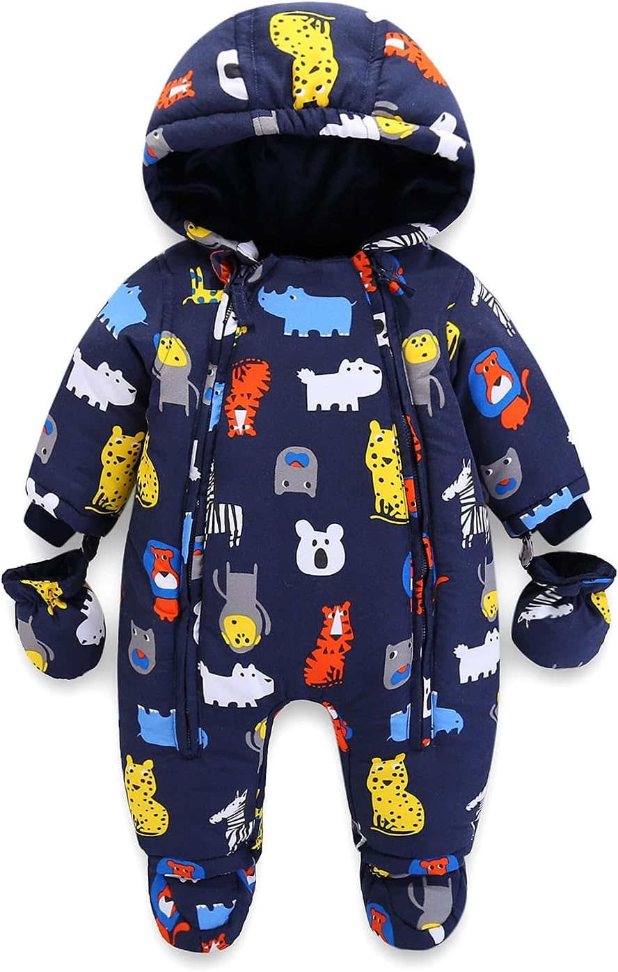WYTbaby Baby Romper Hooded Snowsuit Toddler Winter Overall One-Piece Suits