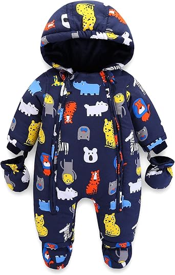 WYTbaby Baby Romper Hooded Snowsuit Toddler Winter Overall One-Piece Suits