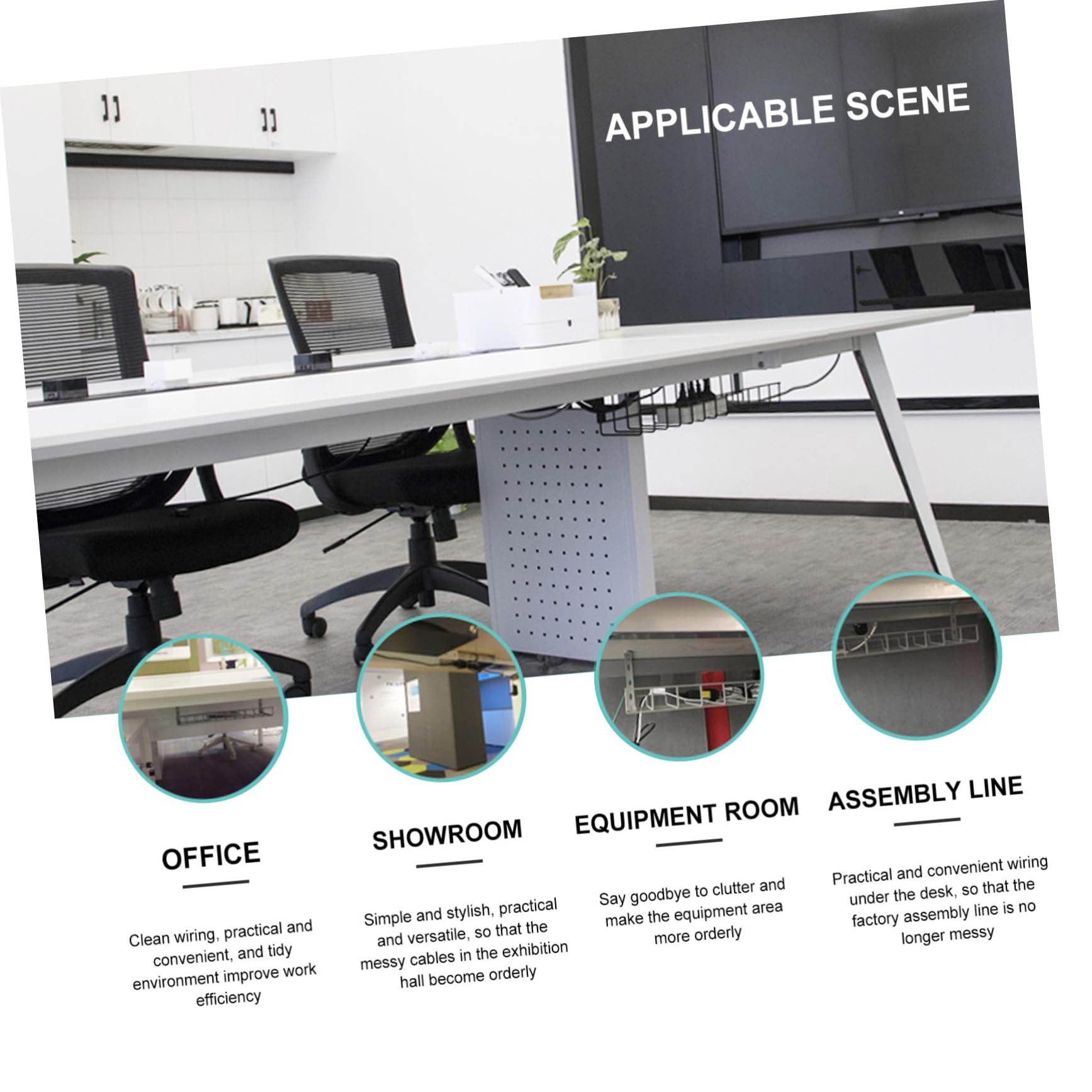 Organisateur de Câbles Fer sous Bureau Plateau de Gestion Câbles Large pour et USB Rangement Sécurisé pour Bureau et Maison Installation Facile et