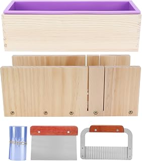 Soap Mold and Cutter Kit, 1200ml Silicone Lined with Wood Cake Bread Mold - Easy Demolding, High Temperature, for DIY Soap and Kids Crafting