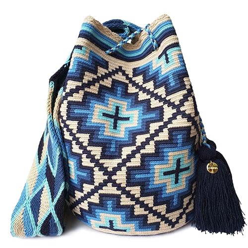 Fairtrade WAYUU BAG, Large Crochet BAG, Wayuu Crossbody Purse, Colombian Mochila, Handmade Crochet Purse, Crochet Crossbody (Carmen)