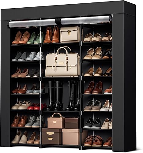 Zapatero para armario, organizador de zapatos, armario de almacenamiento de 9 niveles, gran capacidad con capacidad para 40-46 pares con cubierta de