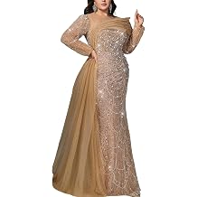 Women Sequin Beaded Mermaid Plus Size Formal Evening Gown Prom Dress
