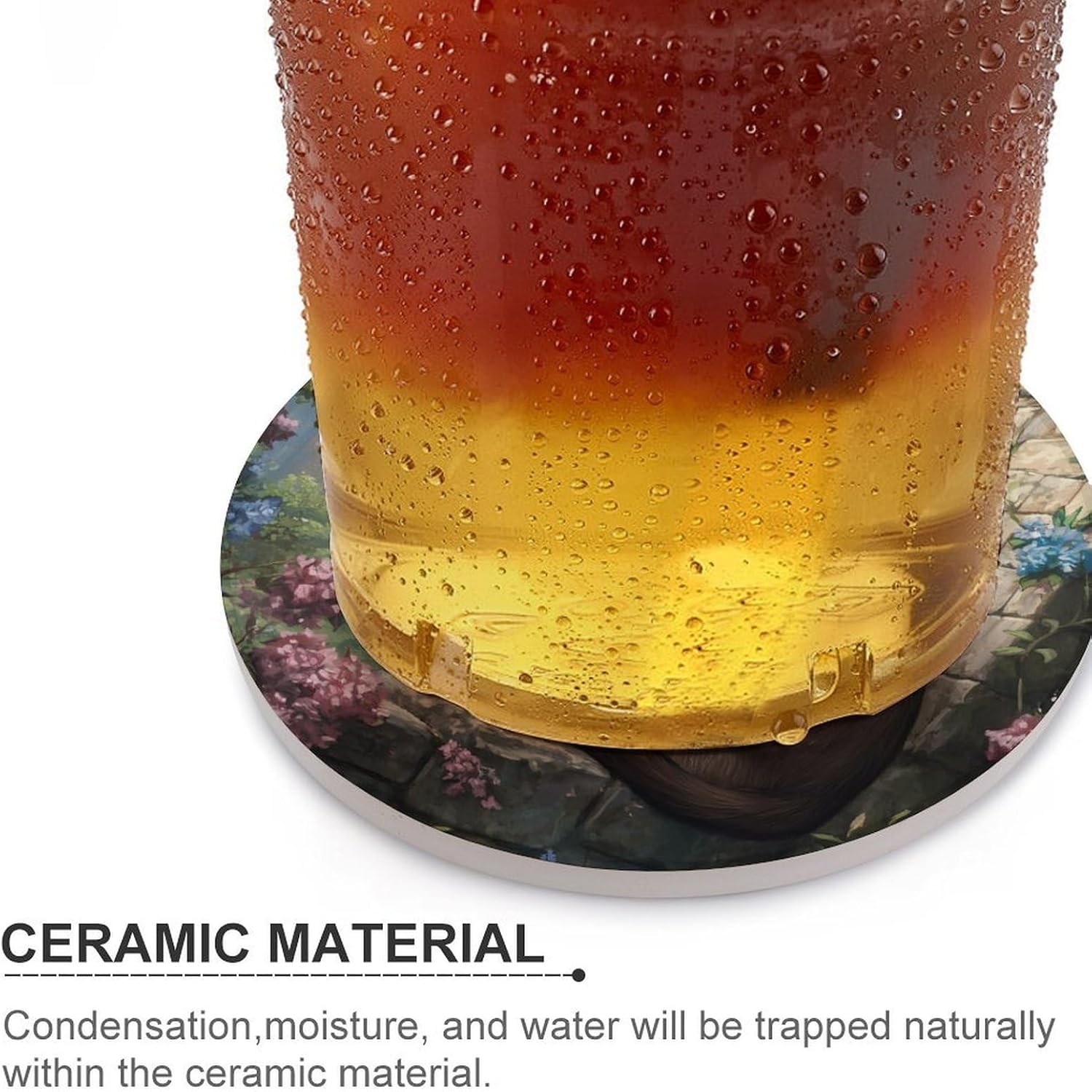 Siamese Cat Castle Funny Round Ceramic Coasters for Drink Absorbent Cup Holders Tabletop Protection