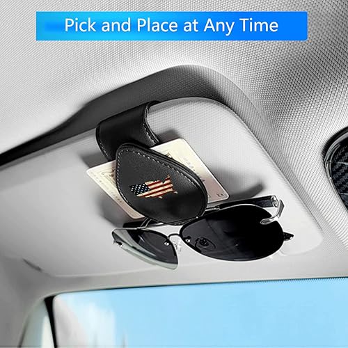 Miniatura 4 de AJLOTMO Soporte para lentes de sol para automóvil, marco de lentes de cuero, clip para colgar tarjetas para visera solar de automóvil, soporte para