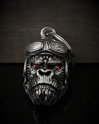Miniatura 5 de Bravo Bells Gorilla Biker Diamond Bell - Accesorio de campana de motociclista o llavero para buena suerte en la carretera, plateado