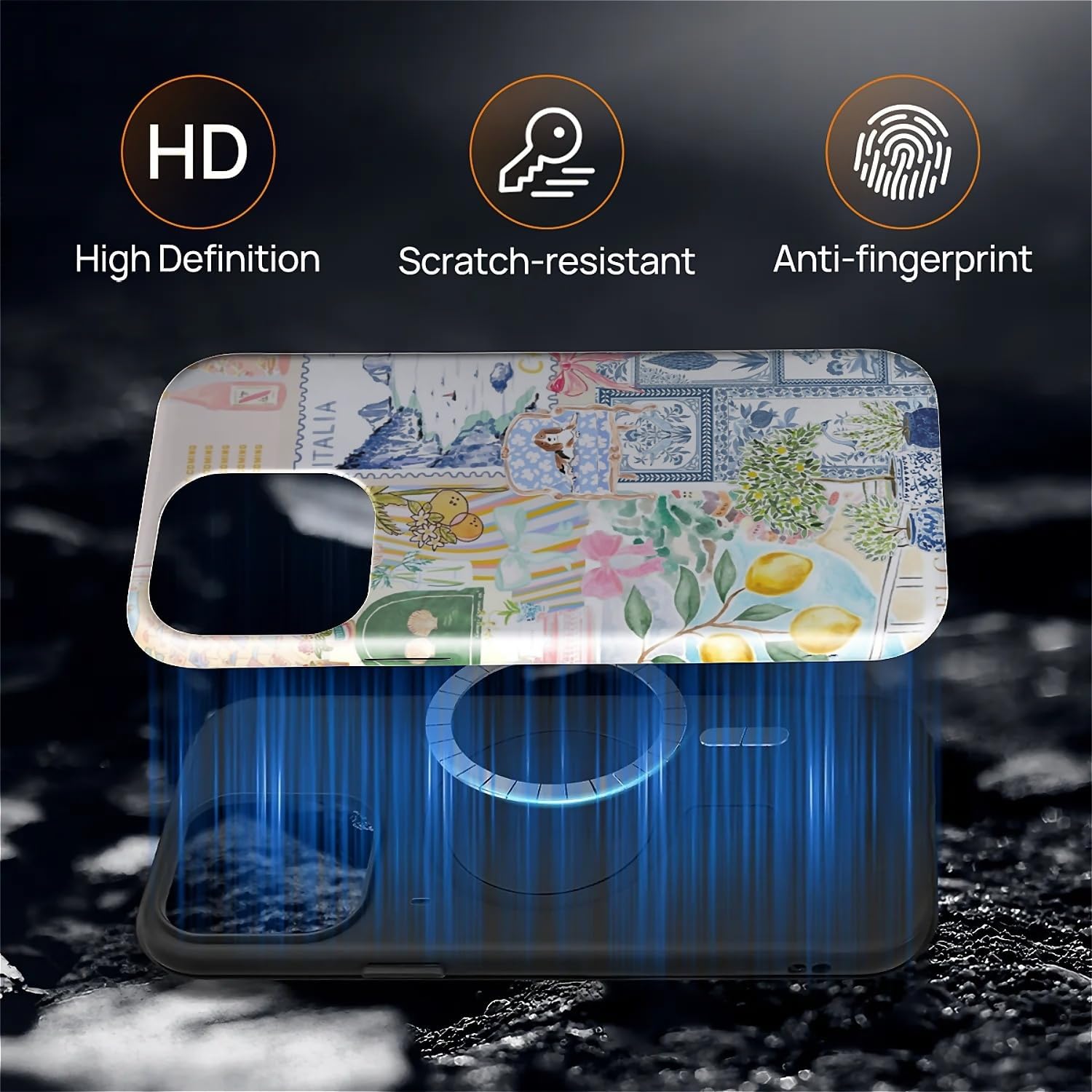 Case for iPhone 14 Pro Max,Compatible with MagSafe,Coastal Italy Aesthetic European Collage Magentic Hybrid 2 Layer Protective Shockproof Cover for Women Girls image 4