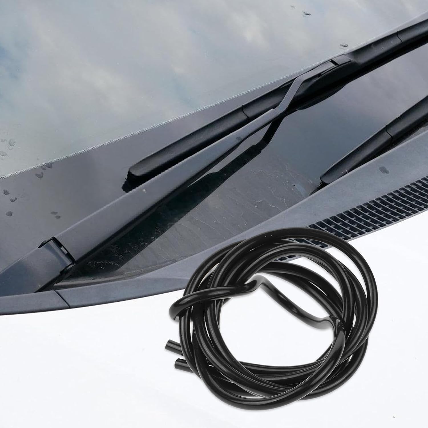 SECFOU Windshield Washer Hose 2m with 8 Hose Connectors Car Windshield Wiper Fluid Tubing Replacement Kit for Automotive Washer System