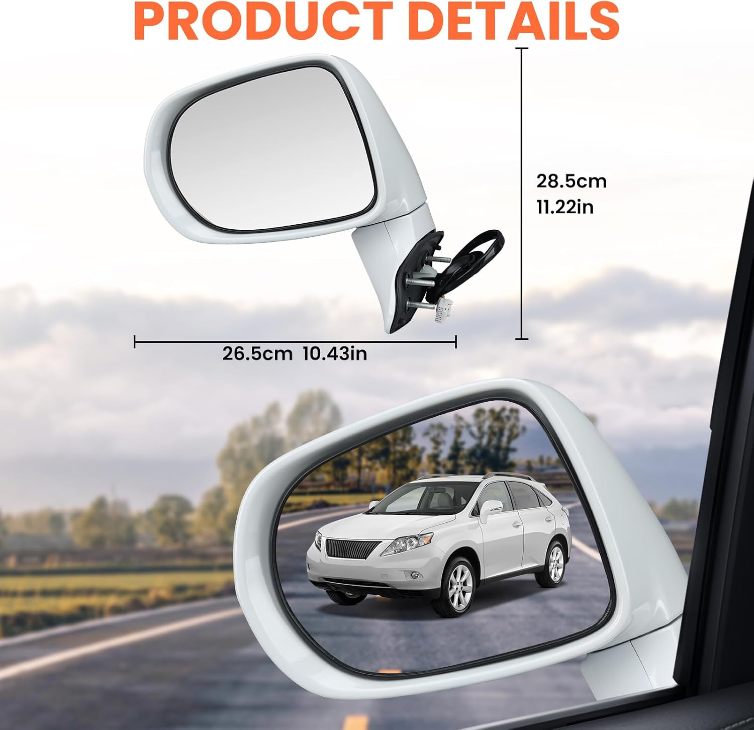 Left Driver Side Mirror Compatible With 2010 2011 2012 Lexus RX350 RX450H Mirrors with Mirror Memory Turn Signal Puddle Light Heated Power Glass Manual Folding White(14Pins)