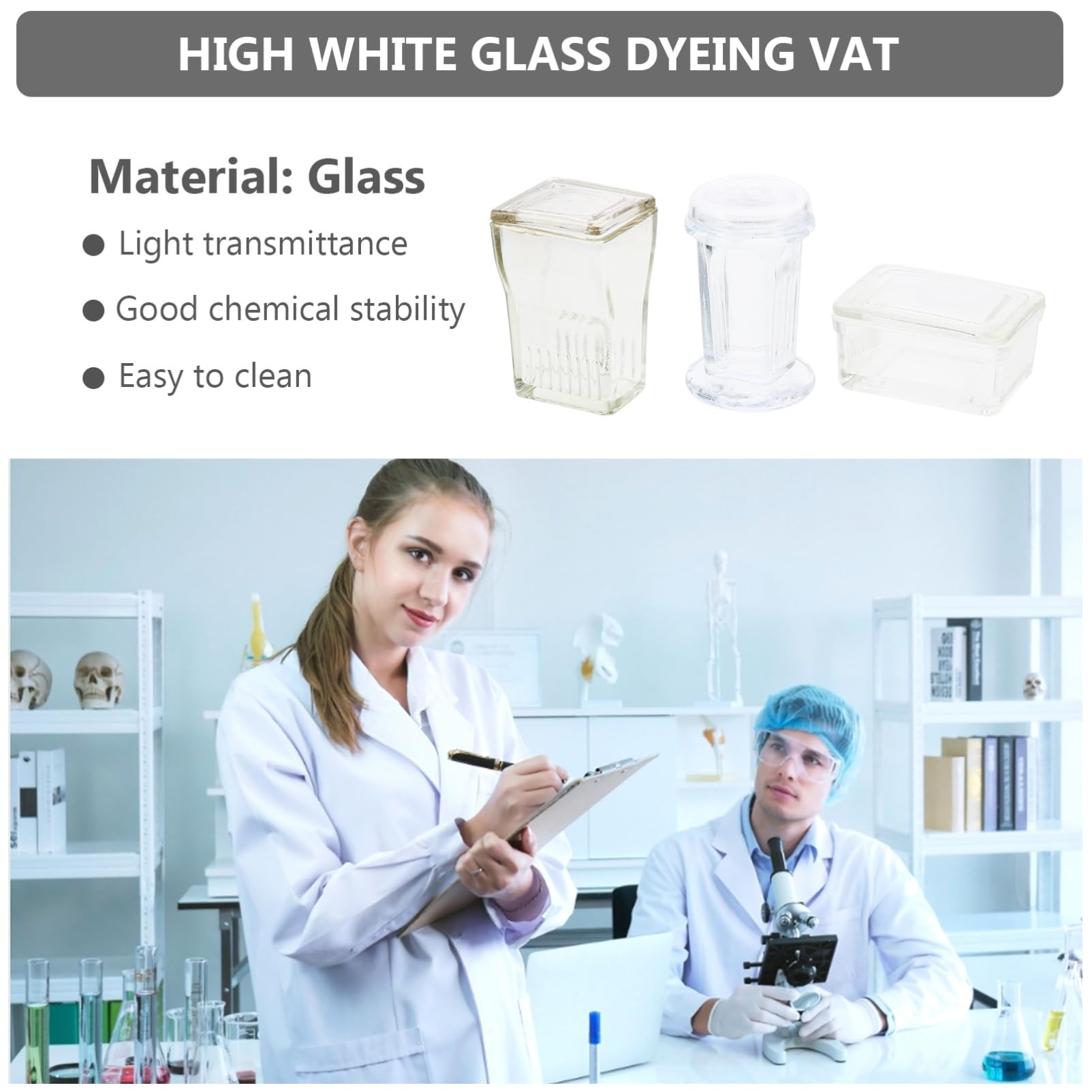 6juegos Botes De Vidrio Para Teñido De Laboratorio De Teñido Transparentes Para Muestras Histológicas y Citológicas