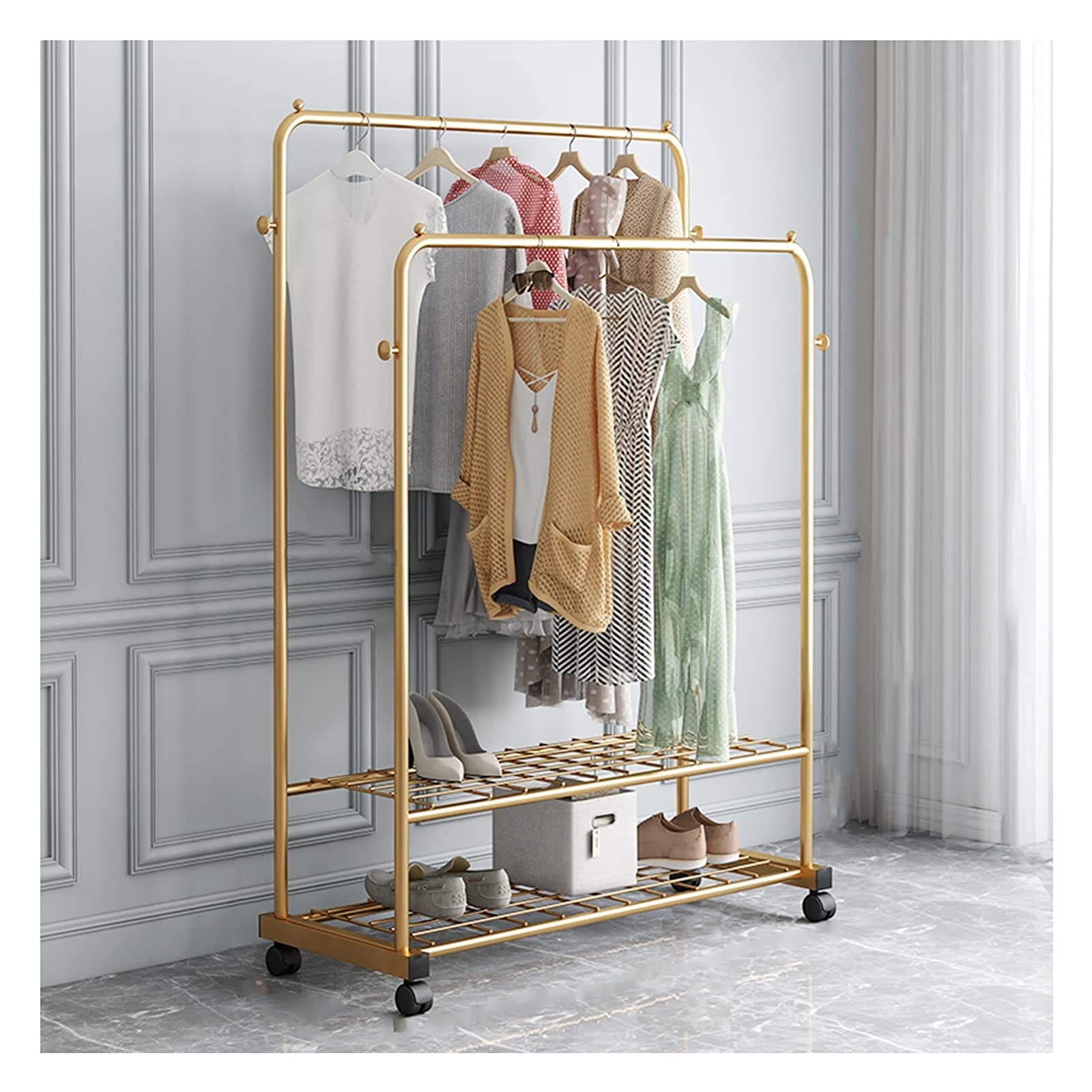 Séchoir à linge double doré en métal robuste pour une entrée élégante