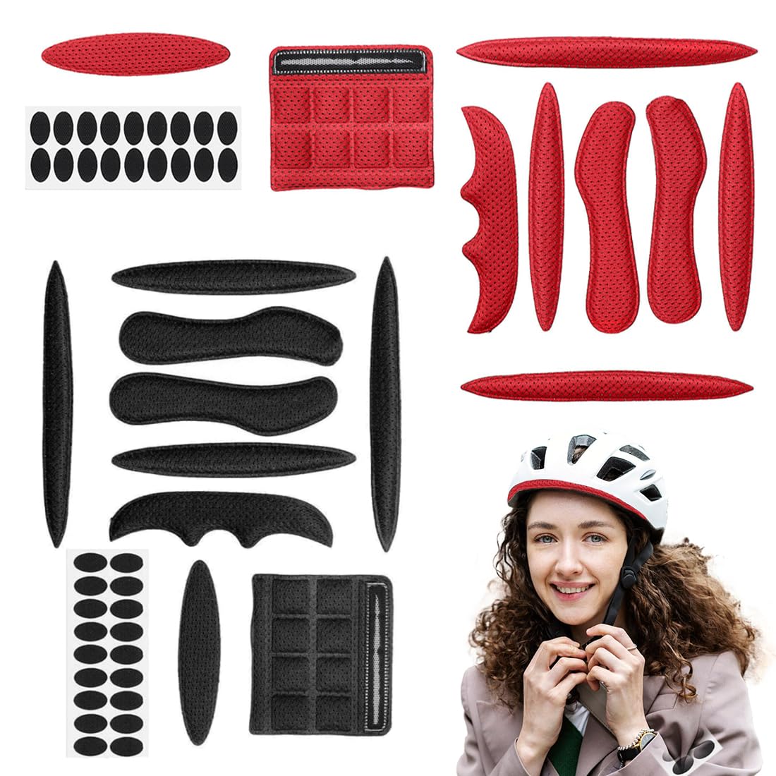 Coussinets De Casque GGUFAY – Lot De 2 Sets Noir/rouge, Adaptés 57-62 Cm