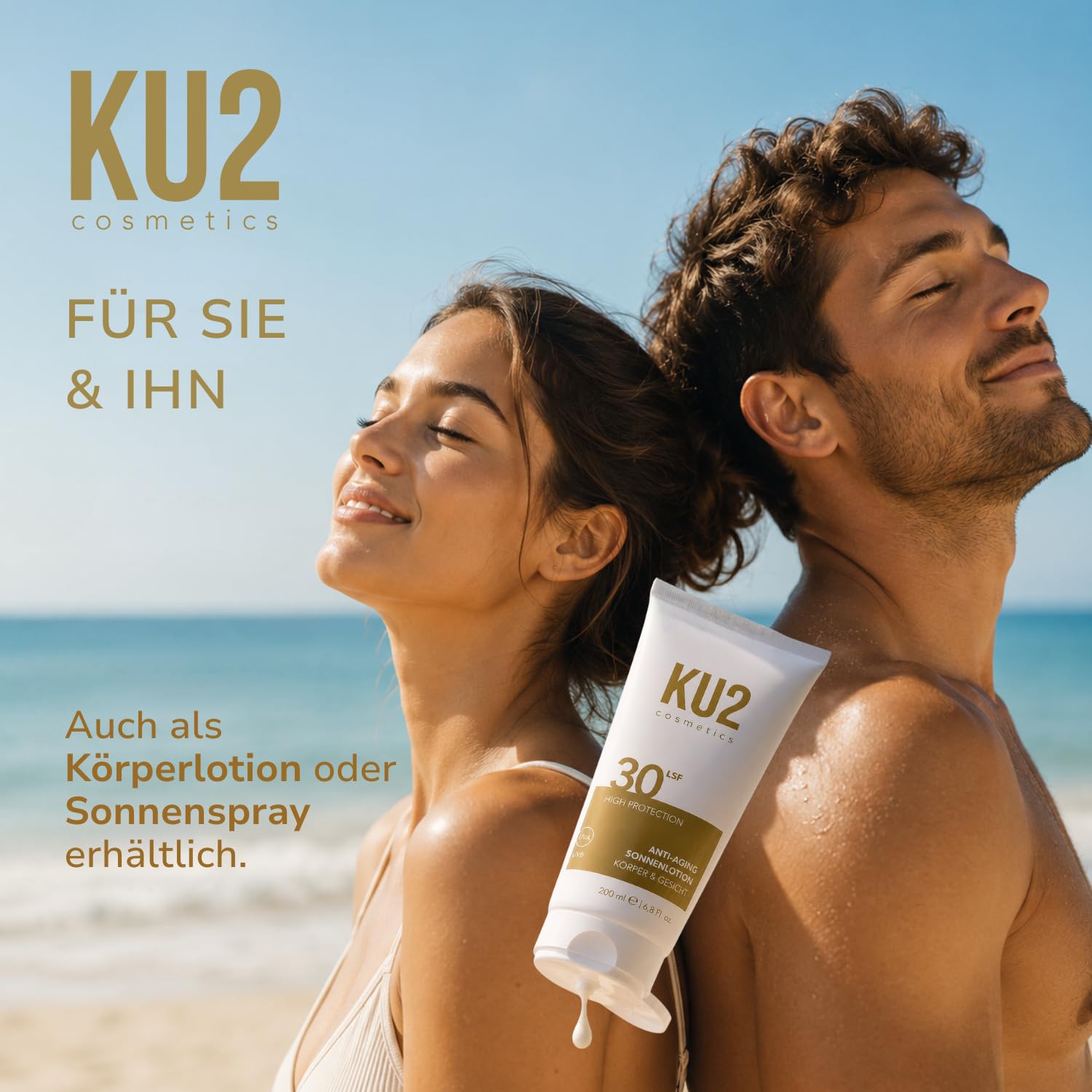 KU2 Cosmetics Lotion solaire anti-âge pour le visage SPF 50 I Haute protection UVA et UVB avec effet anti-rides I Soin du visage léger et non gras I Pour peaux sensibles I Fabriqué en Allemagne I 30