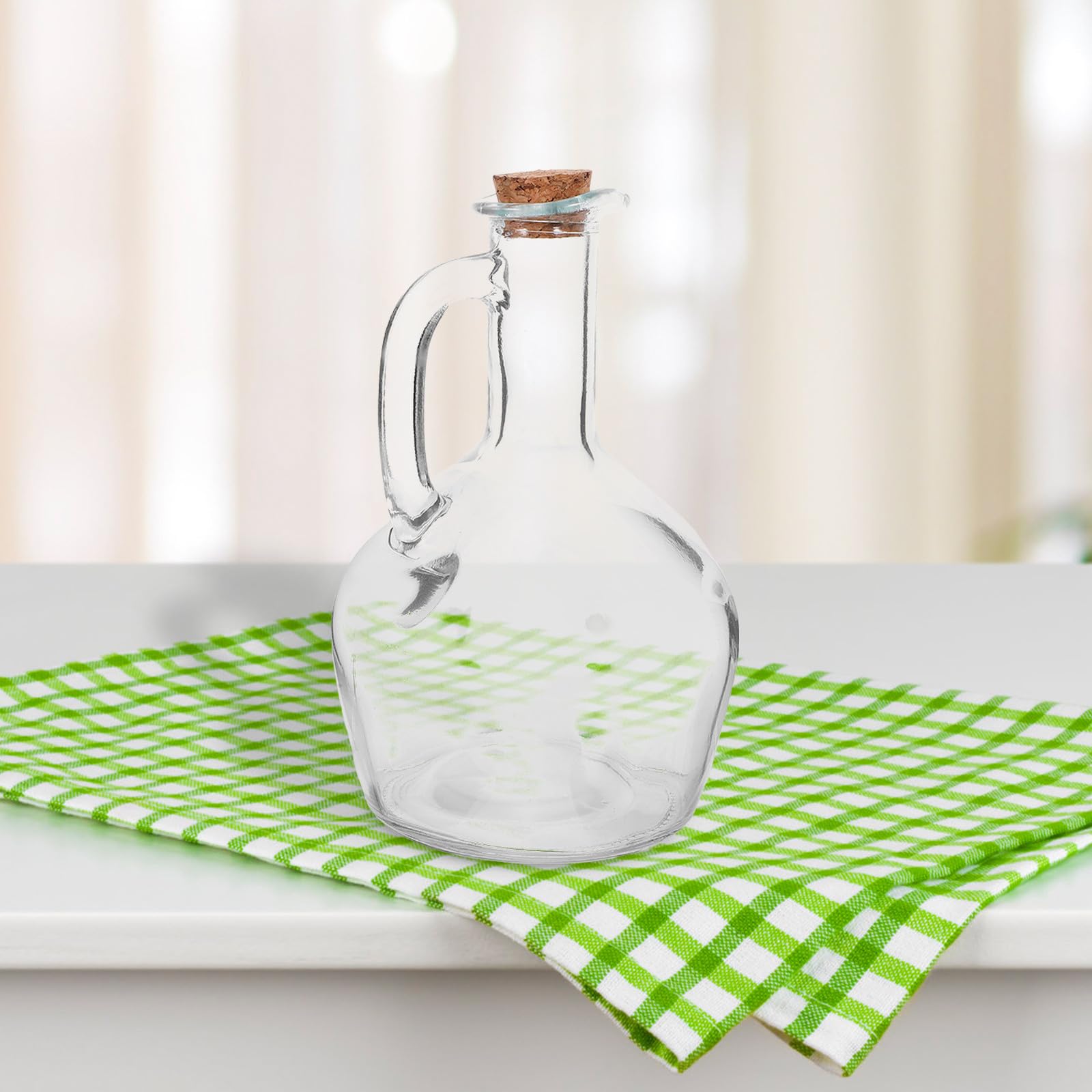 CLISPEED Bouteille à Condiments en Verre Bec Verseur et Poignée 430 Ml Distributeur d'Huile et Vinaigre pour Cuisson et Assaisonnement