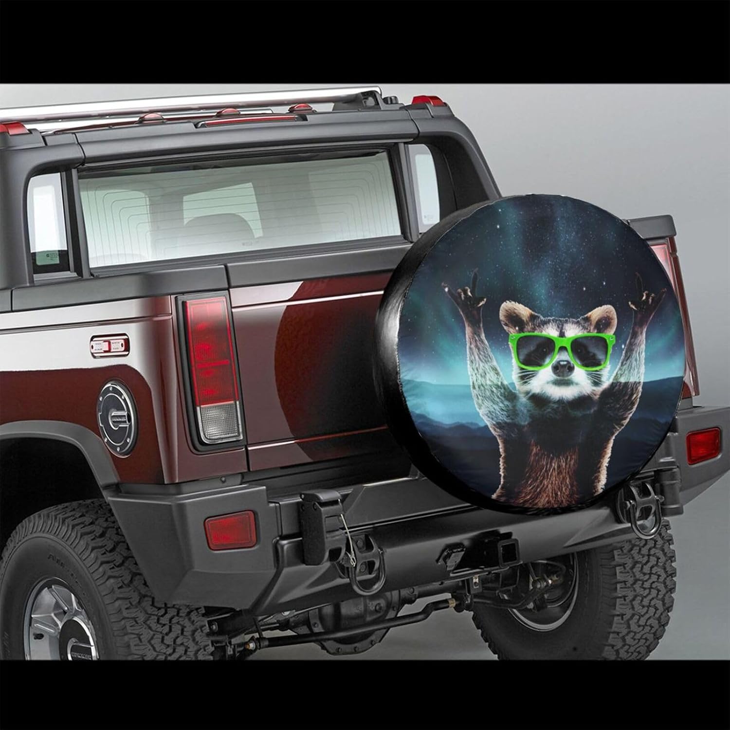 Mountain Landscape Raccoon Spare Tire Cover for Rv Trailer Camper Truck SUV - Cute Raccoon Animal Wheel Protectors Cover Waterproof Fabric for Travel Camping Outdoor,Universal Fit,15 inch