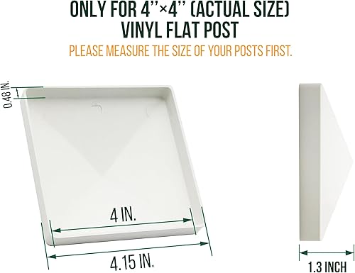 Miniatura 2 de GKOLED Paquete de 12 tapas de vinilo de PVC blanco pirámide de 4 x 4 pulgadas (solo para postes de vinilo con tamaño real de 4 x 4 pulgadas, no para