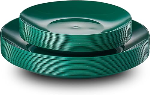 Miniatura 6 de PLASTICPRO El juego combinado de 64 platos navideños incluye platos de 32-7 pulgadas y platos de 32 a 10 pulgadas, platos de plástico verde para