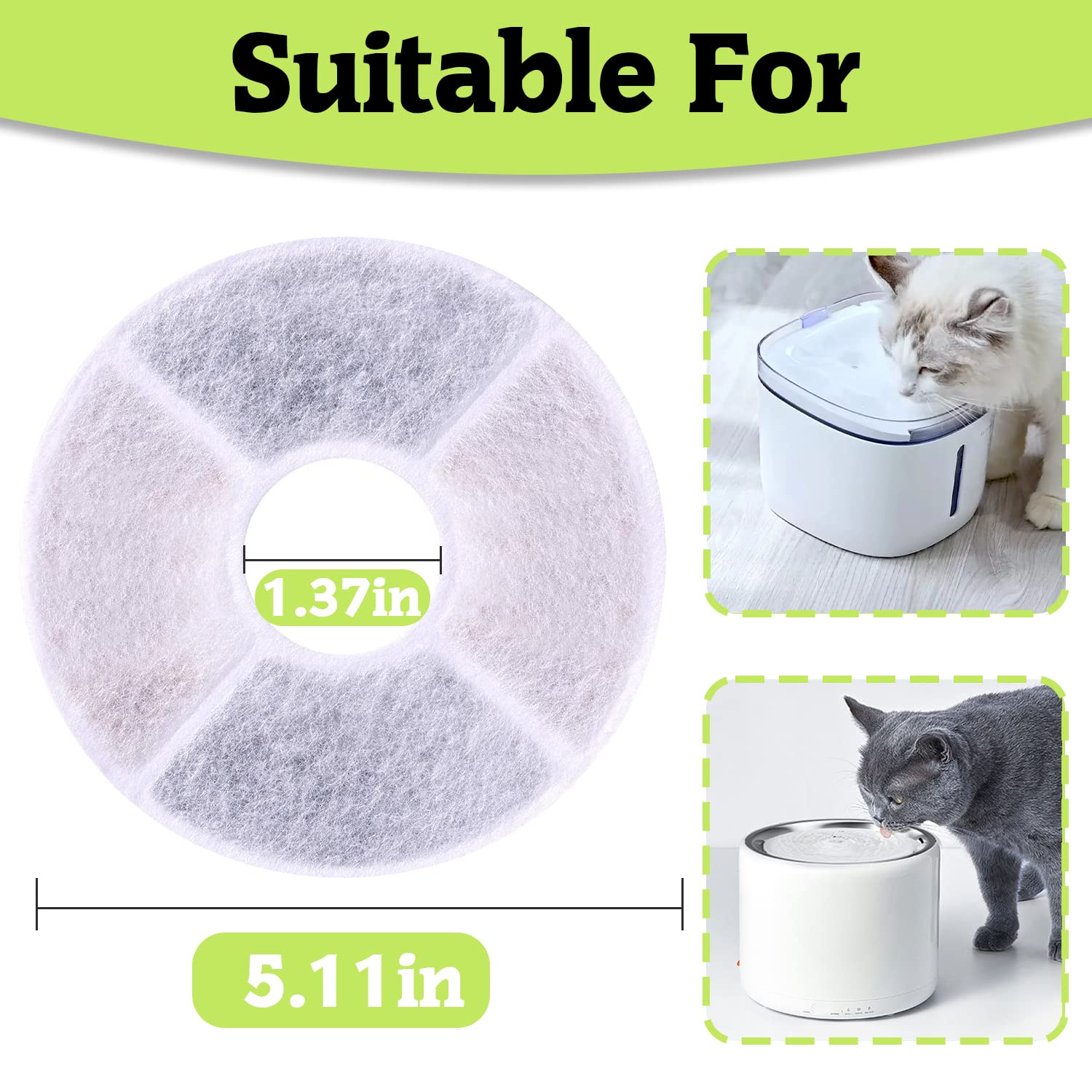 Filtri Fontanella Per Gatti Fousenuk - 10 Pezzi, Con Carbone Attivo, Per Dispenser 2-2.5L - Foto 10