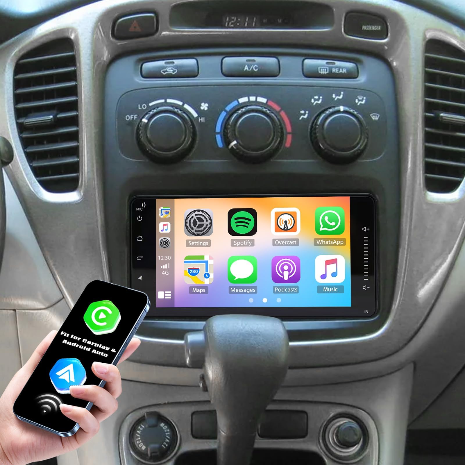 7'' Android Car Sereo for Toyota Highlander 2001 2002 2003 2004 2005 2006 2007, Touch Screen Receivers Dash for Highlander with Carplay Android Auto, Bluetooth Mirrorlink WiFi GPS SWC Backup Camera