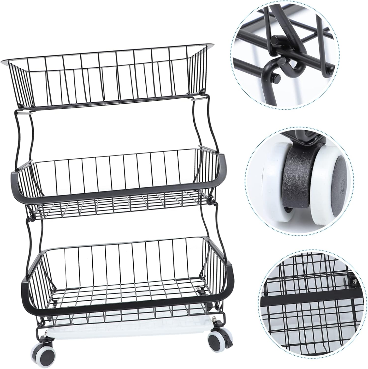 Service Cart Rolling Wheels Easy Assembly Utility Cart for Kitchen Storage