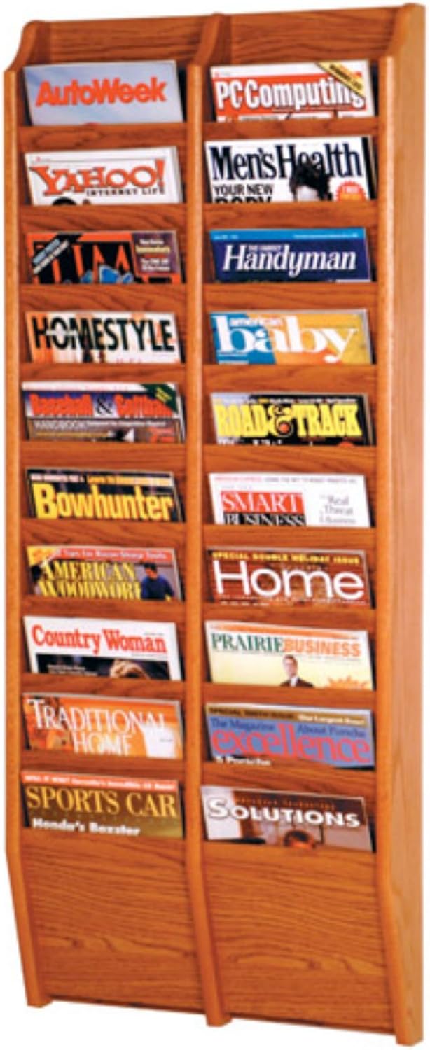 20Pocket Wall Magazine Rack, Office Furniture, Sturdy Wood