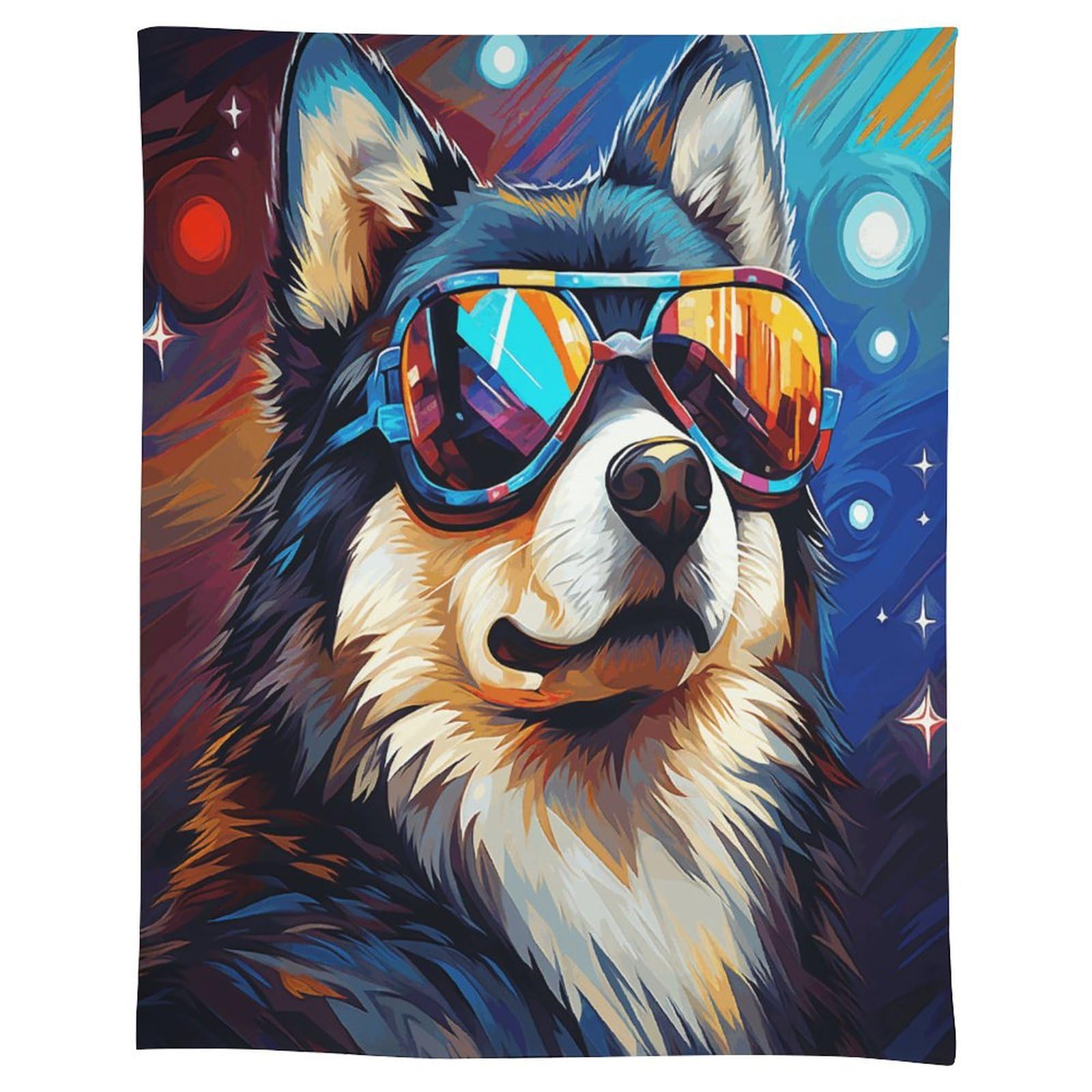 Nappe en lin anti-déversement avec motif chien rigolo pour table rectangulaire sans plis