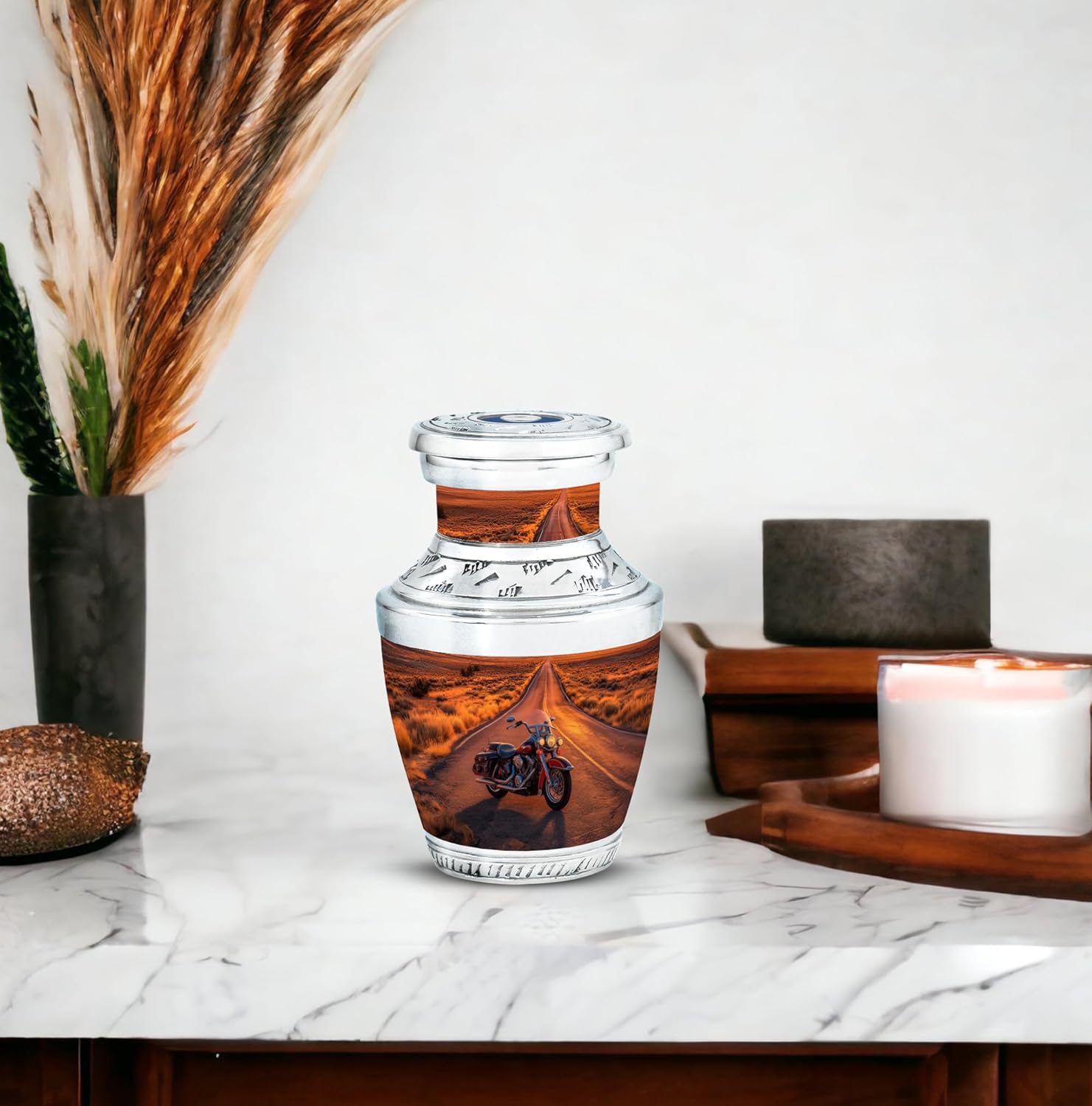 Bike Cremation Urn for Ashes Human Adult Female Male - Motorcycle Urn for Human Ashes for Women Men - Memorial Burial Funeral Decorative Urns - 3inch, Small/Mini Size - Single 1Pcs