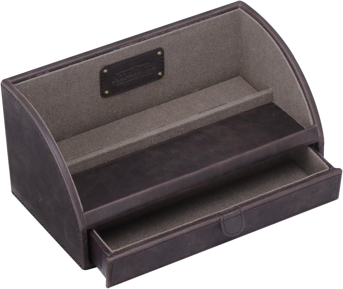 JACOB JONES Brown Charging Valet with Khaki Canvas Lining