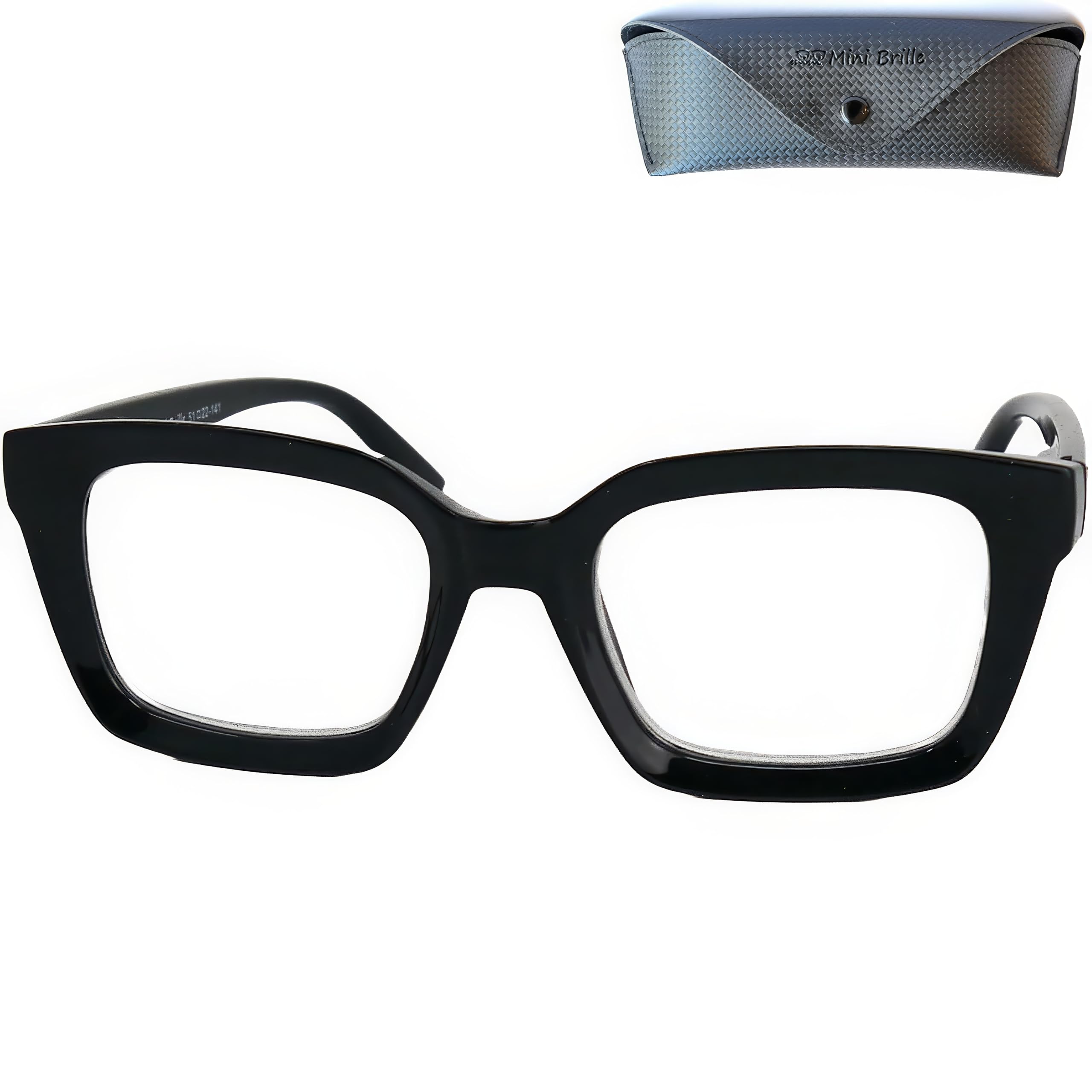 Okulary do czytania prostokątne grube oprawki, pudełko na okulary w zestawie, oversize plastikowa oprawka, damskie okulary do ekranu