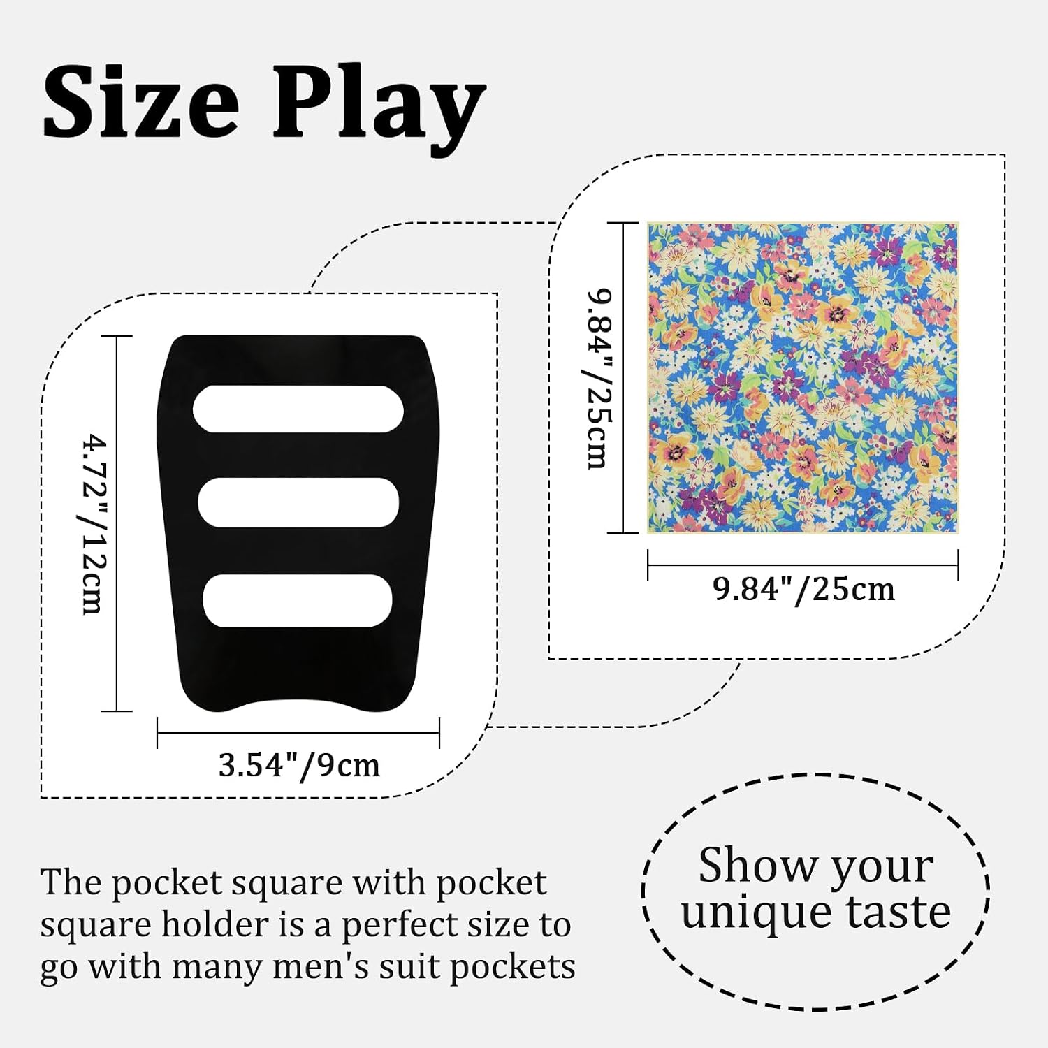 Floral Pocket Square for men, Handkerchief for Men Mens Cotton Pocket Square with Holder for Banquet Wedding Party