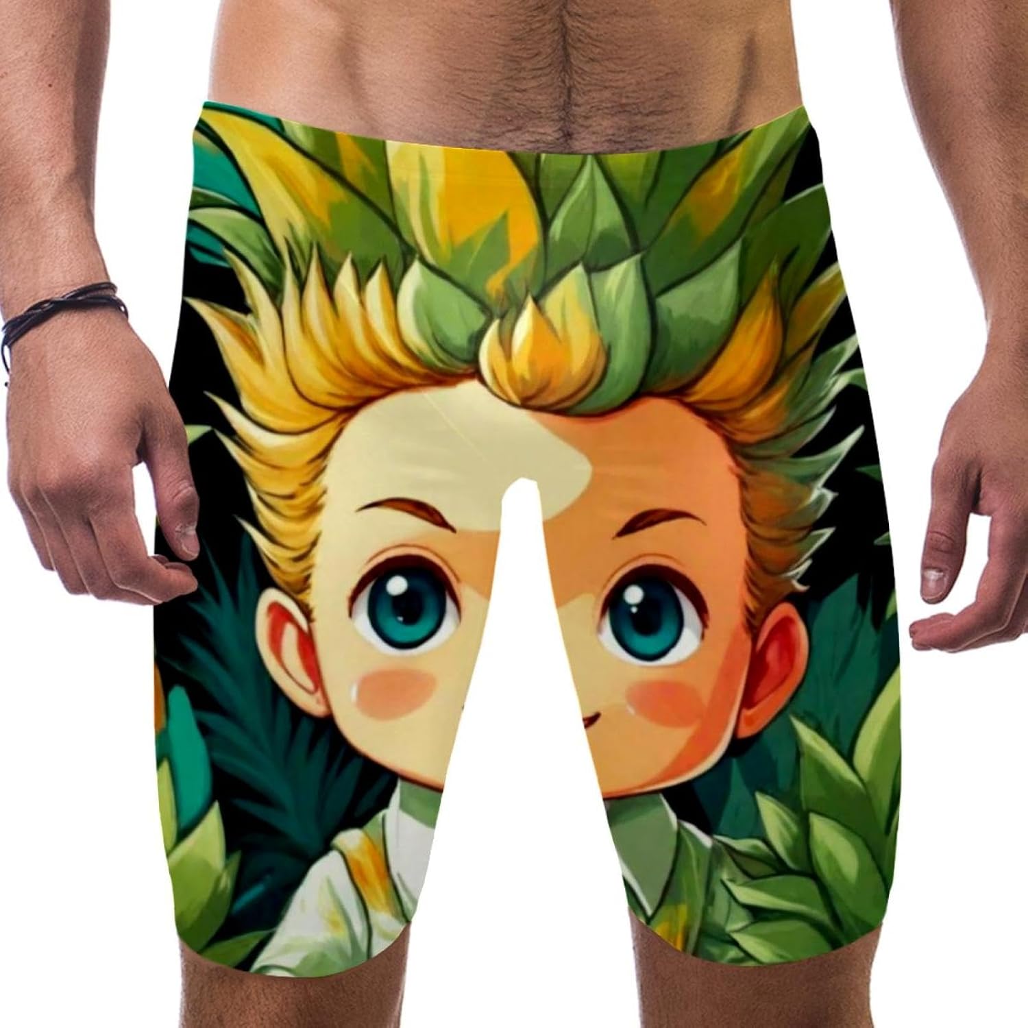Men's Swim Jammers for Training, Swim Shorts for Boy Dry Quick Youth Boys Jammer Swimwear,Colorful Art Pineapple