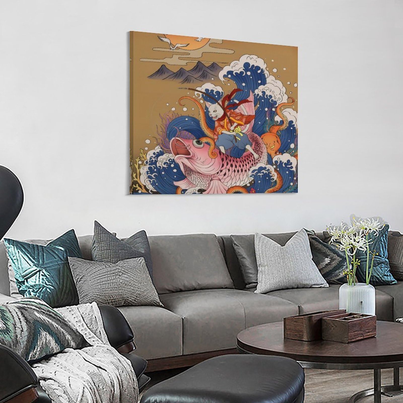 陶板 鶴 鳥 太陽 月 額 壁掛け 絵 和風 工芸品 モダン アート レトロ 61lzaLsfuFL._AC_UL210_SR210,